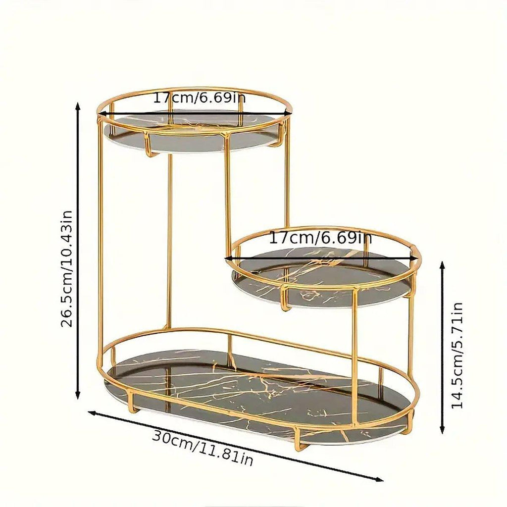 Round Multi-Tier Metal Storage Rack for Bathroom Vanity Kitchen Storage Rack - White
