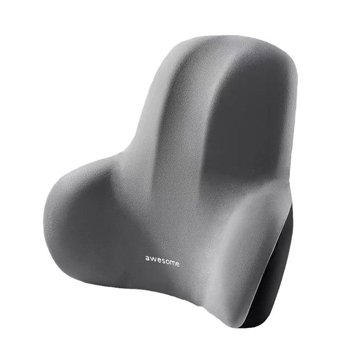 Office Chair Back Support Lumbar Cushion Seat Memory Foam Lumbar Pillow Comfort - Grey