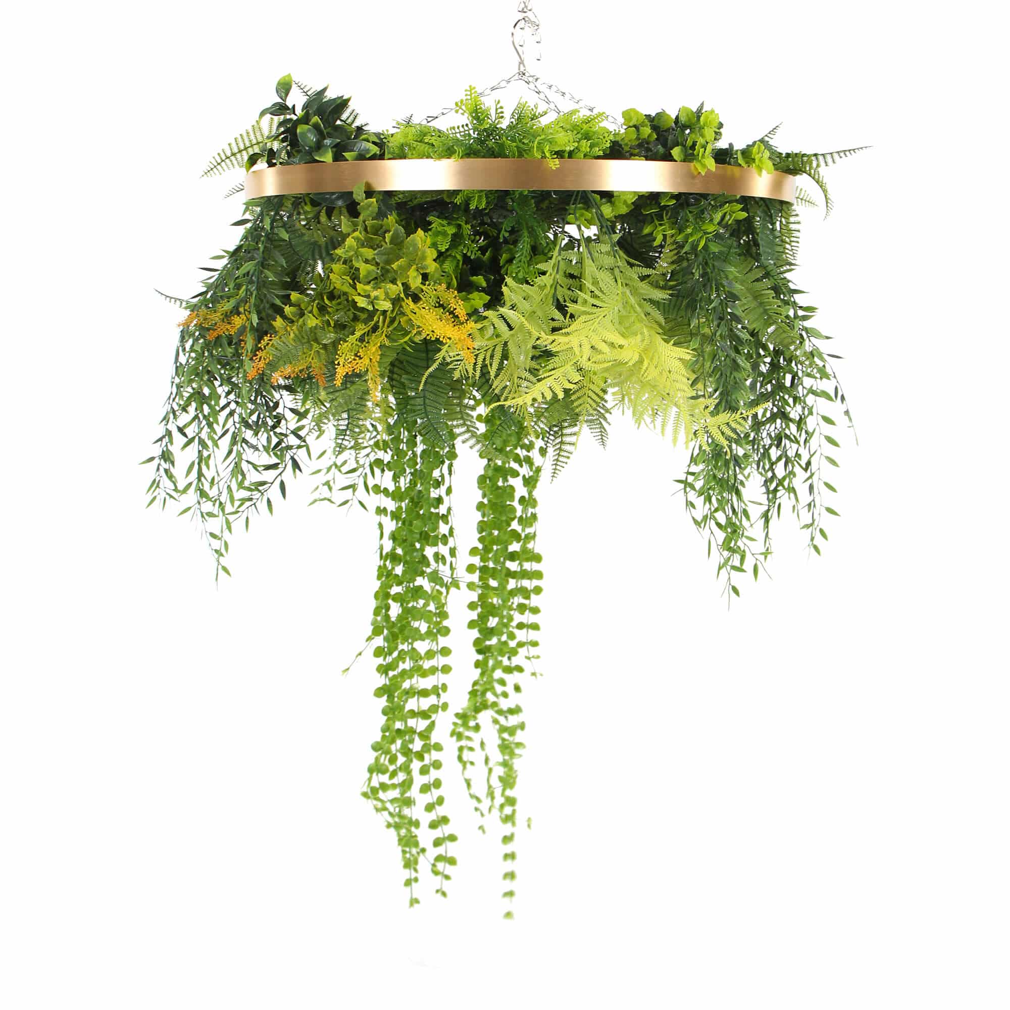 Premium Hanging Artificial Plant Arrangement with Gold Frame 40cm (Limited Edition)