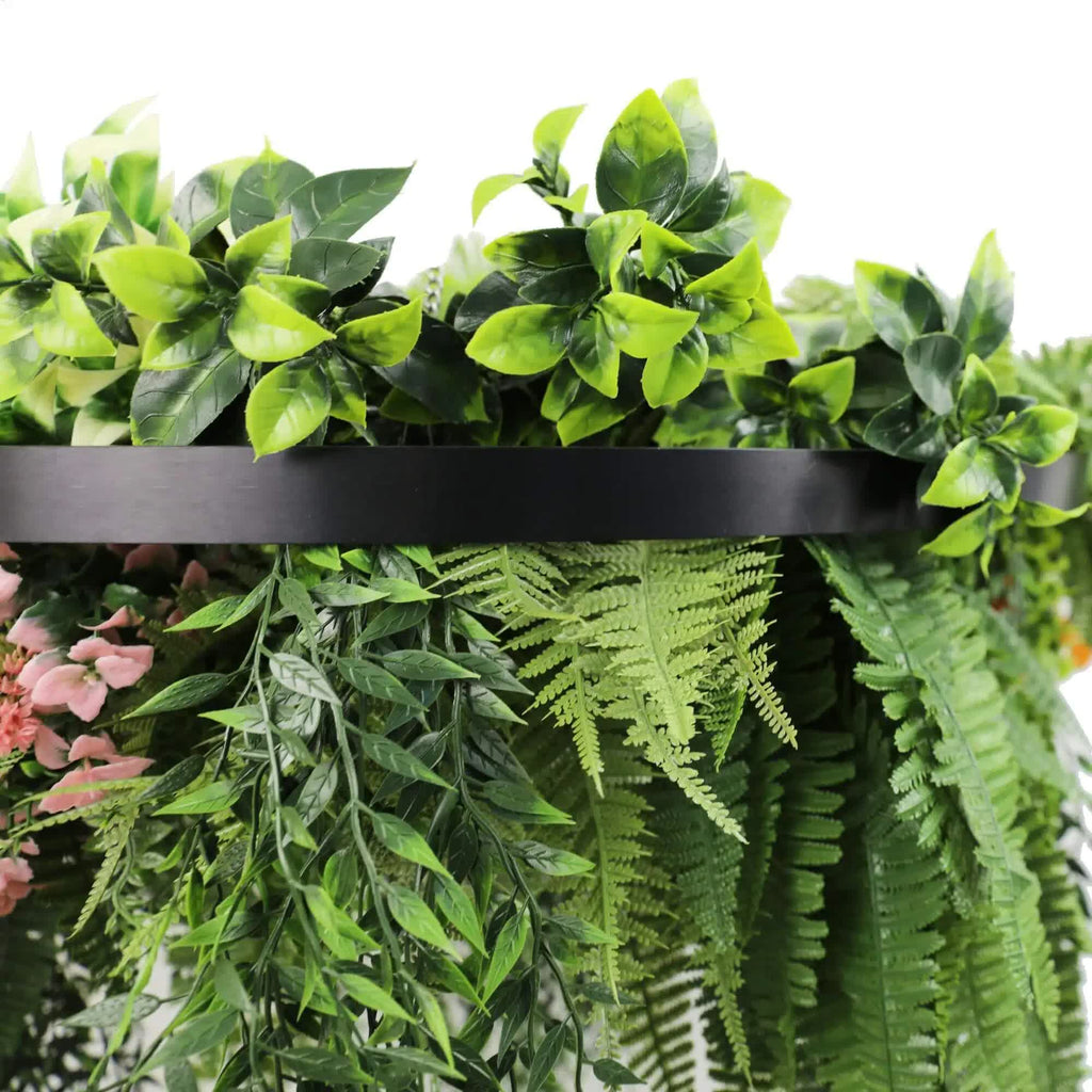 Premium Hanging Artificial Plant Arrangement with Black Frame 40cm UV Resistant