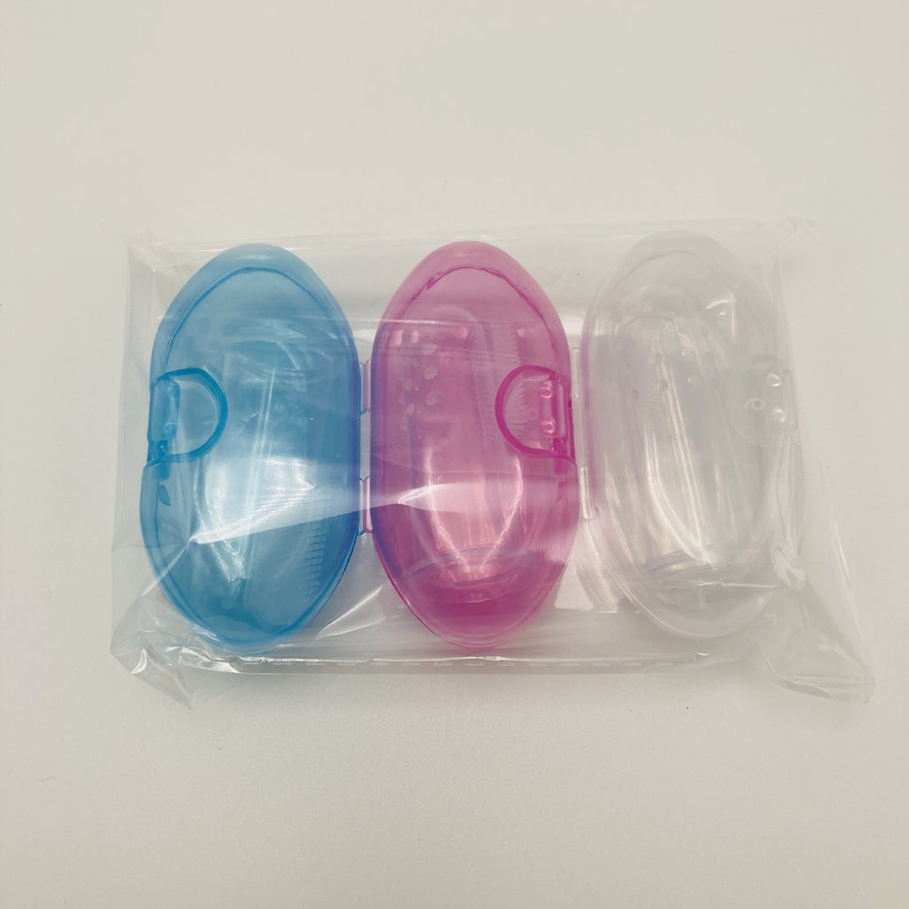 3 PCS Soft Silicone Pet Finger Toothbrush - Gentle Dental Care & Gum Massager for Dogs & Cats - Breath Freshener Cleaning Kit (Blue, Pink, Clear)