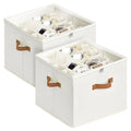 2 Pack Shoe Organizer Zipper Clear Lid Fabric Shoe Storage Box Space Saving Beige Shoe Holder for Closet and Adjustable Dividers Fits up to 16 Pairs