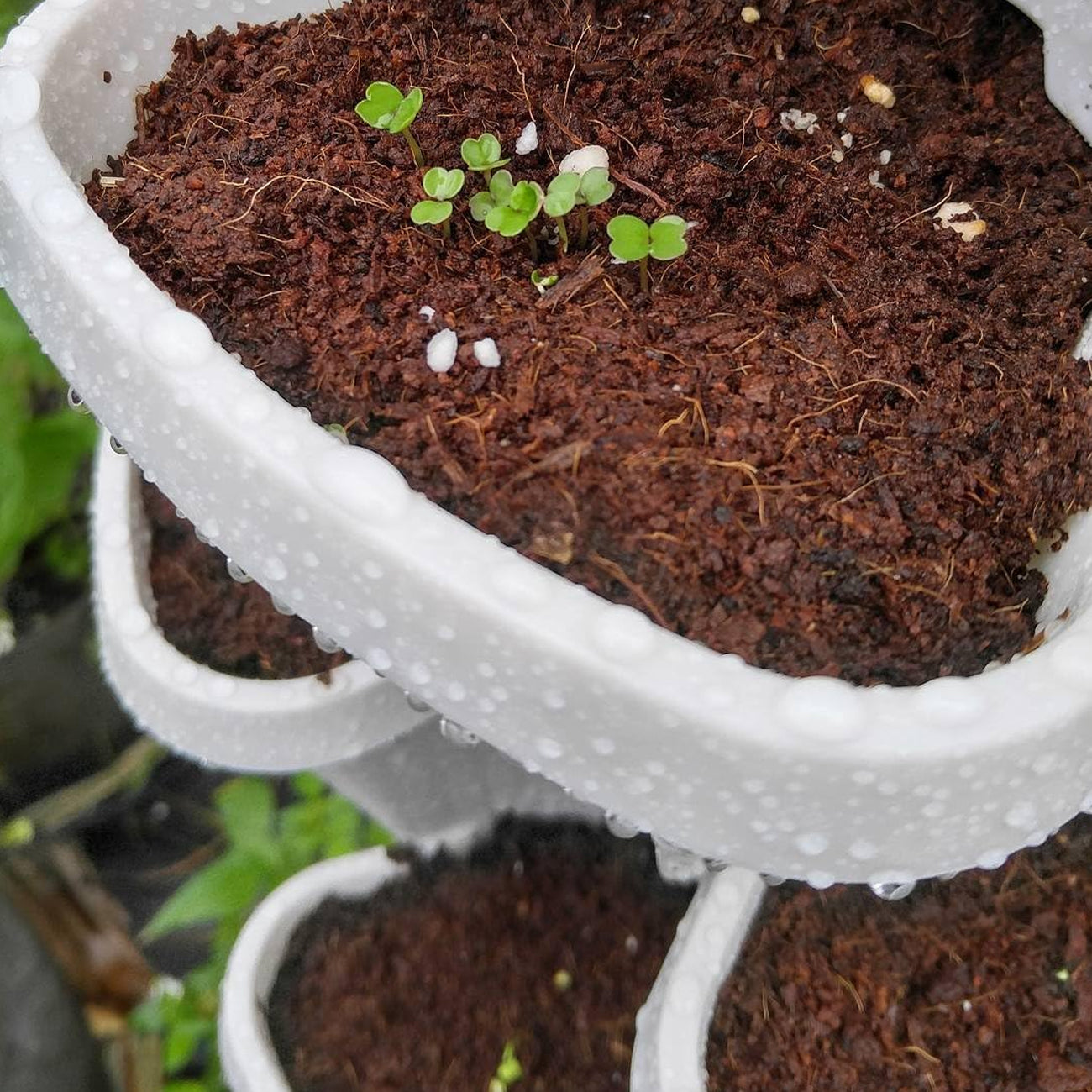 5 Tier Stackable Planter Pots Vertical Garden Stacking Space Saving High Yield Ideal for Herbs Flower Plants Veggies With Wheel White 37cm Width